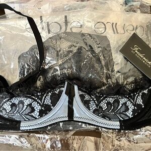 Frederick's of Hollywood Black and Baby Blue Lace Bra
